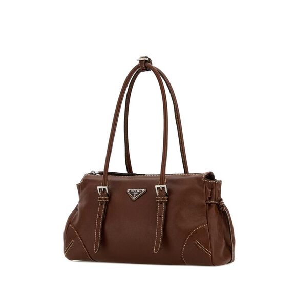 Prada Women Chocolate Leather Medium Prada Bonnie Shoulder Bag - Picture 2 of 2